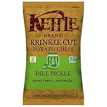 Kettle Brand Potato Chips, Krinkle Cut Dill Pickle, 8.5 Ounce Pack of 12