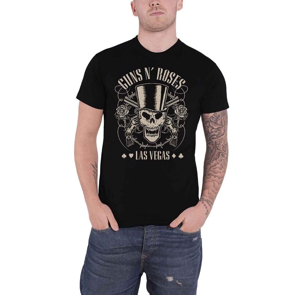 Guns & Roses Men's Guns N' Roses Top Hat, Skull & Pistols