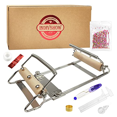 INDIVSHOW Adjustable Bead Loom,Seed Bead Loom Kit Includes Thread,Beading Needles, 8000 Grains Czech Beads,Calipers, Thimble,Yarn Scissors for Adults Kit,Bracelet Making Kit by INDIVSHOW - Used condition - US$18.33