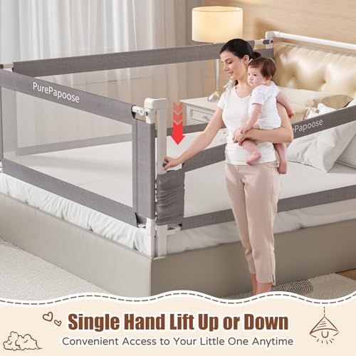 Image of 3-Piece Twin Size Bed Rail for Toddlers - Height Adjustable Baby Bed Rail Guard with Headboard Rod,Safety Bed Rails for Twin Size Bed with Child Lock(39x74.8x74.8 Inch)