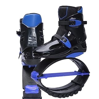 Jumps Shoes Kangaroo Jumping Shoes - Professional Fitness Bounce Shoes - Adult Teen Jump Boots with 3 pcs Tension Springs- 36-41 EU (Color : Black blue, Size : 36-38)