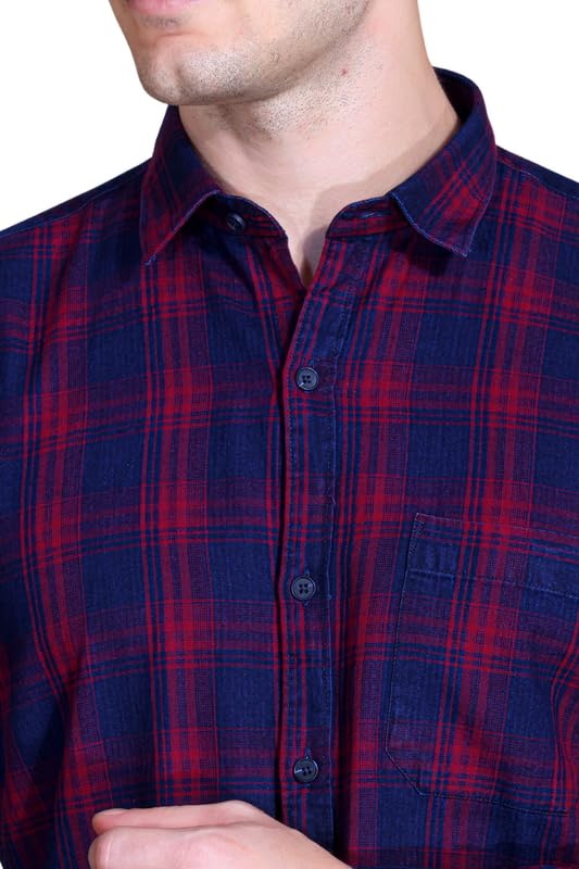 Image of SANE ORIGINALS Ingdigo Washed Checks Pure Cotton Shirt for Men