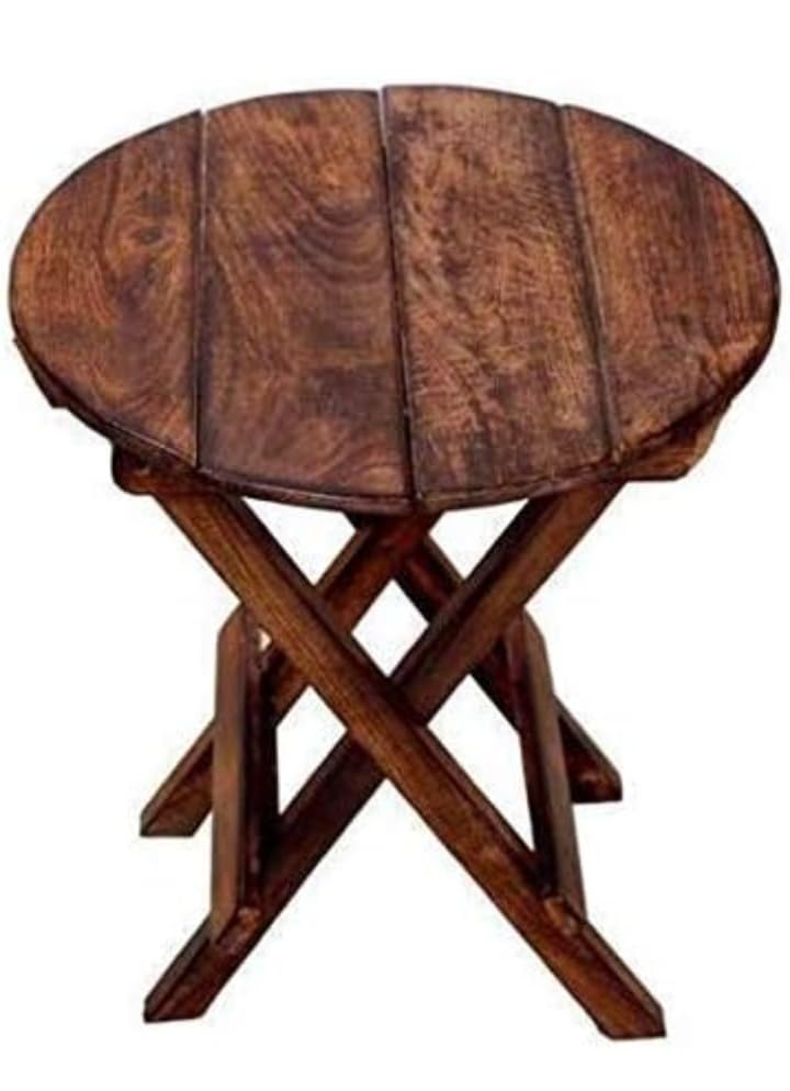 Wooden Round Folding Table with Cross Leg Base-image-23