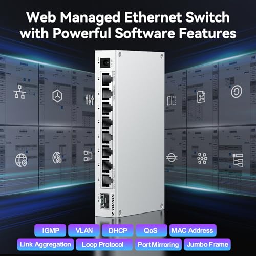 Image of SODOLA 8-Port 2.5Gb Web Managed Switch with 10G SFP+, Aluminum Alloy Cooling & Magnetic Mounting - LACP /QoS /VLAN /IGMP Managed Multi-Gigabit Switch for Homelab