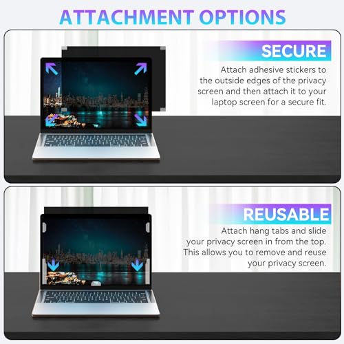 Tela de privacidade para laptop de 14 polegadas, protetor de tela removível com filtro de privacidad