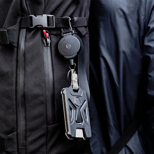 Image of MNGARISTA 4-Pack Retractable Badge Holder, Heavy Duty Carabiner Keychain, Tactical ID Card Holder with 31.5 inch Retractable Badge Reel, Black