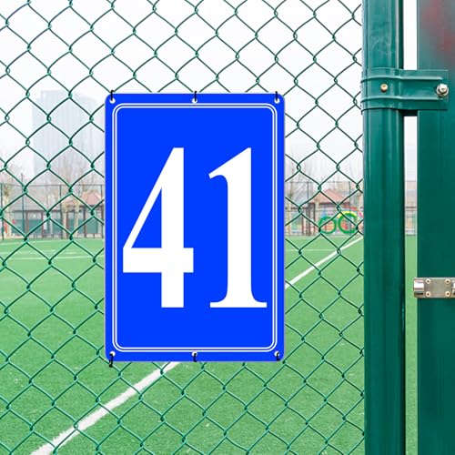 Image of Premium Aluminum Number Signs 41, Metal 12 inch X 8 inch Blue Numbered Signs Outdoor for Parking Lots, Floor, Dock, Court, Aisle, Field, High Visibility, No Fade, Weather-resistant