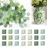 1 kg Mosaico Verde Vidrio Fai Da Te,Mosaico Piastrelle di Cristallo Verde Quadrata, circa 1200 Pz, 1x1cm, per creazioni artigianali, fai-da-te, decorazioni per bagno, casa, cornici, vasi, specchi