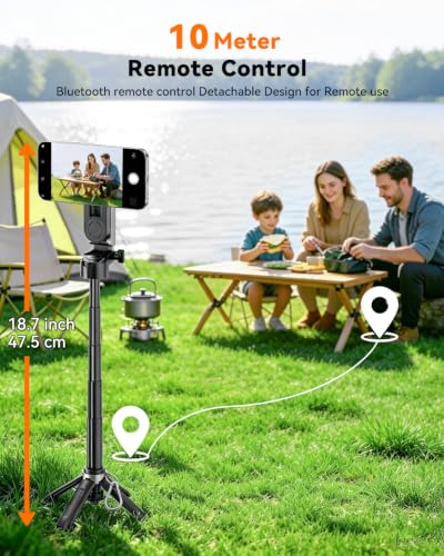 CloudValley Magnetic Mini Selfie Stick Tripod, 4-in-1 Pocket Size Phone Tripod with 360° Rotation, Choice Rechargeable Bluetooth Remote, Foldable Handle Grip, Compatible with MagSafe iPhone - image 6