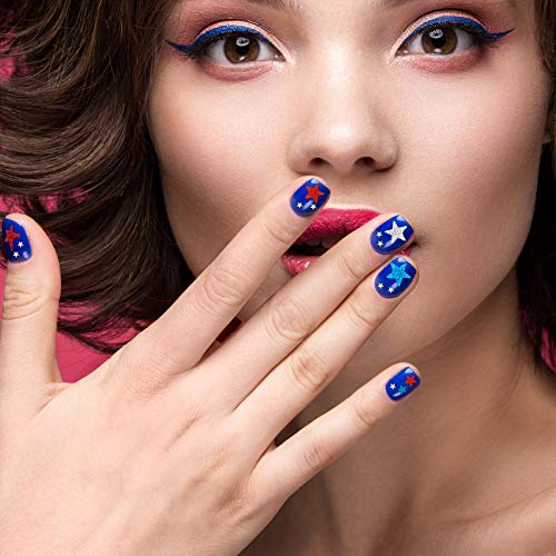 9 Sheet Star Nail Art Stickers Decals Adhesive Star Nail Glitter Sequins Holographic Nail Confetti Red Silver Blue Laser Nail Art Flakes With Tweezers #TOP6