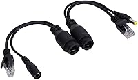 Vista 1 de Adaptador PoE de 12 V, Power Over Ethernet Pasivo PoE Adaptador Cable Splitter Inyector para cámara de vigilancia (negro)