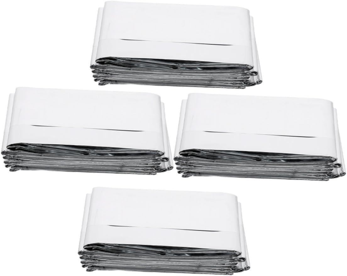 MAGICLULU 4pcs Emergency Blanket Set Silver Foil Thermal Insulation Survival Blankets Portable Foldable Outdoor Warm for Camping Hiking First Aid