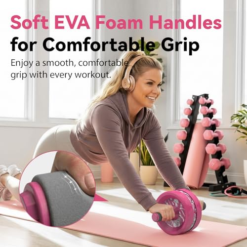 Image of VINSGUIR Ab Roller Wheel, Abs & Core Workout Equipment for Home Gym with Knee Pad Accessories, Abdominal Wheel for Full-body Strength Training