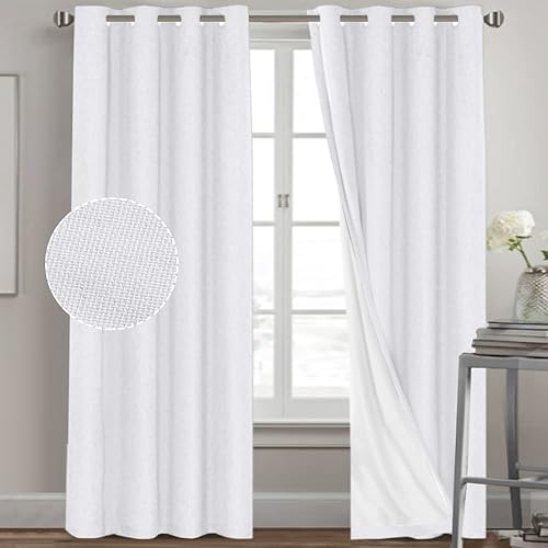Miniatura 342 de PrinceDeco Cortinas opacas 100% para dormitorio, cortina de lino para puerta corrediza de cristal, cortinas opacas extra anchas con ojales Arena