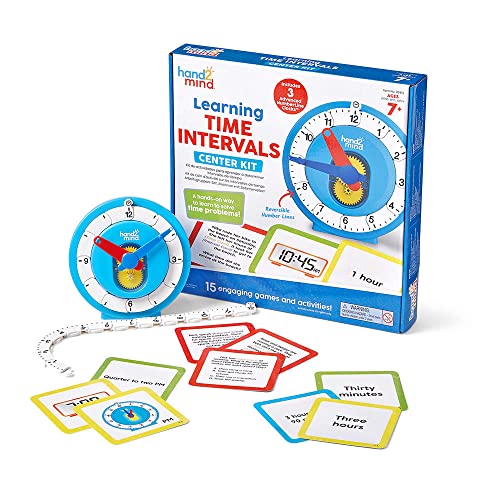 Learning Resources Recursos de Aprendizaje Kit de intervalo de Tiempo, 16 Juegos y Actividades, Reloj de línea numérica para Aprender a Contar Las Horas, Multicoloured
