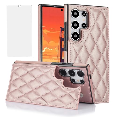Coque Samsung S25 Ultra avec protège-écran verre et porte-carte RFID