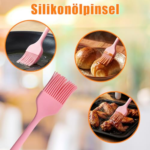 5 Stück 40 x 30cm Antihaft BBQ Grillmatte Für Gasgrill mit Silikon Backpinsel, Grillmatten Für Airfryer Wiederverwendbar Teflon Backmatte, Grill Gitter für Holzkohle, Heißluftfritteuse, Kohlegrill