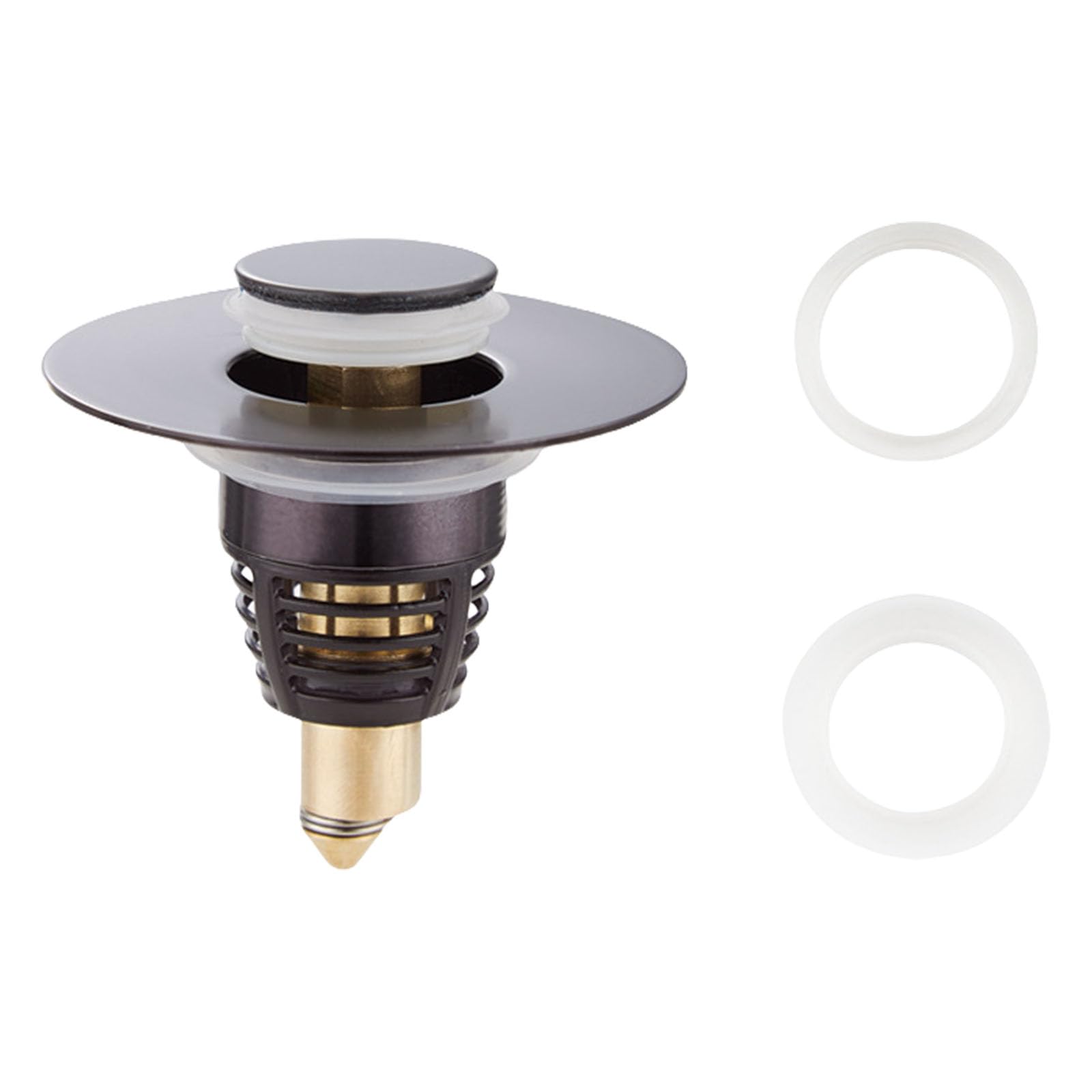 Brass Bounce Cores Push Type Bathroom Sink Stoppers Portable Designs Fit 25mm to 46mm Drain Openings Chromes Finish Drain Strainer