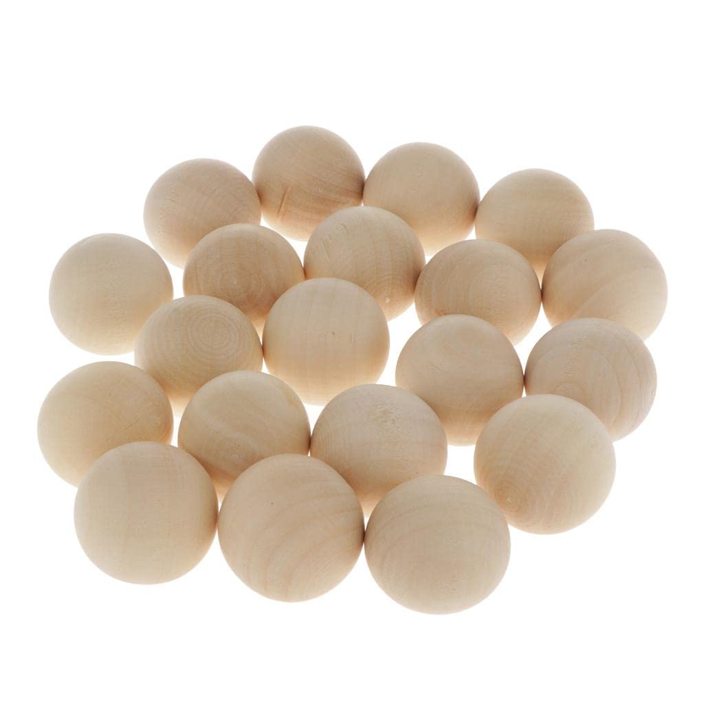 Juego de 5 cuentas redondas de madera sueltas de 10/20 piezas para joyas, manualidades, 30 mm, 20 unidades