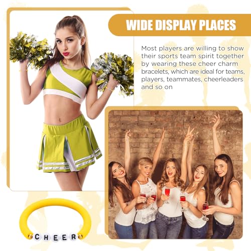 Image of Landical 24 Pcs Cheerleader Gifts Stackable Clay Bead Cheer Bracelets Friendship Bracelets Senior Night Cheer Gifts for Girls(Yellow)