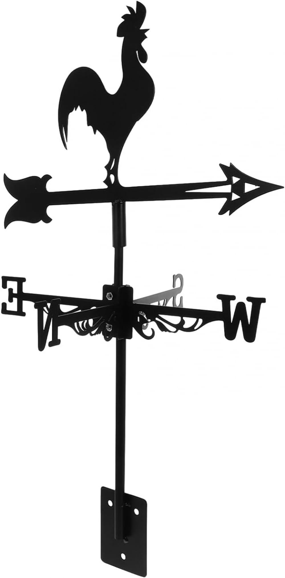 Veleta de techo con diseño de gallo negro estilo hierro forjado para tejado y granero