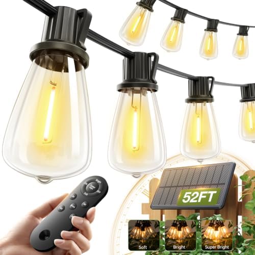 addlon 52FT(48+4) Solar String Lights Outdoor, Waterproof Dimmabl...