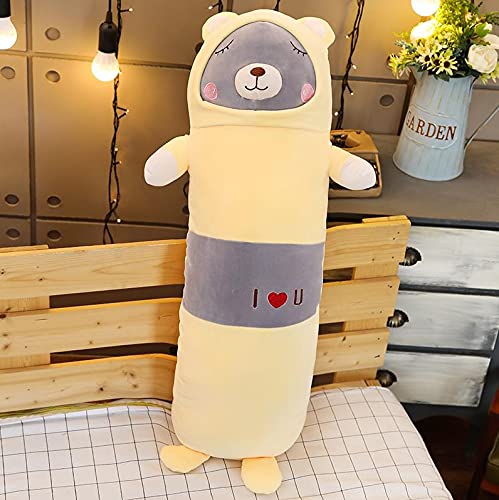 65-120 CM Linda Almohada Larga Animal de Peluche Pig Oso Pato Peluche de Juguete Vestir Oso Kawaii Niños Bebé Cojín para Dormir Presenta 120 CM yellowbear