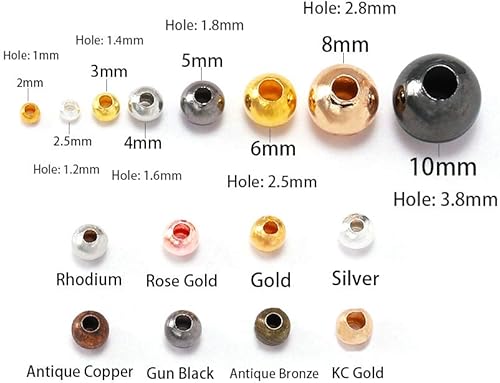 Miniatura 3 de 500 unidslote 0.079 in plata ronda espaciador granos de metal de la semilla del extremo de la bola lisa para la fabricación de la joyería resultados