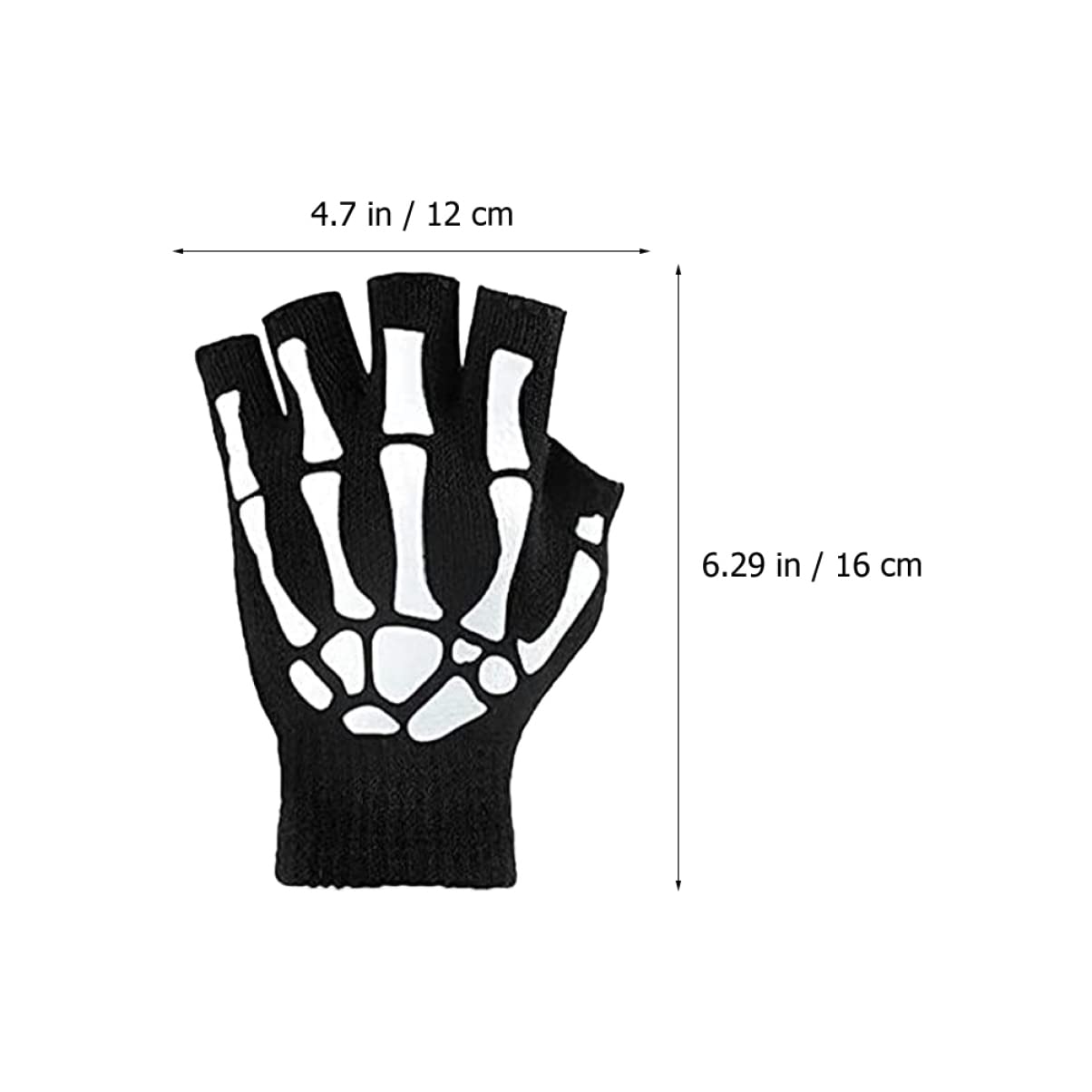 CALLARON Guantes calaveras luminosos guantes negros sin dedos guantes de decoración de halloween fato halloween guantillas guante de ciclismo con estilo guantes luminosos de fiesta