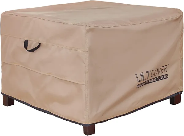 ULTCOVER Waterproof Patio Ottoman Cover Square Outdoor Side Table Furniture Covers Size 24L x 24W x 18H inch