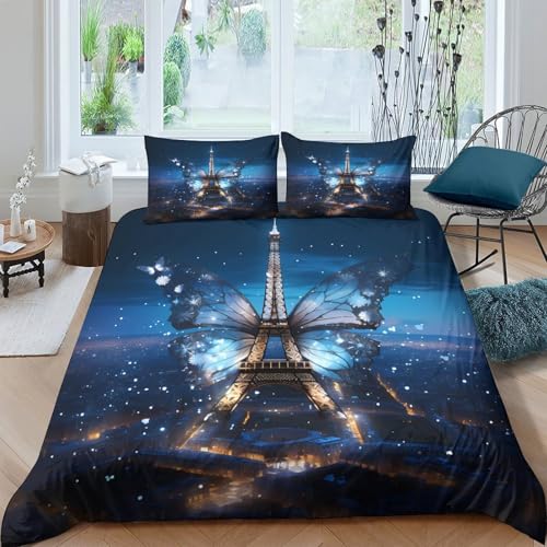 Parure de lit Eiffel Tower 3 pièces housse de couette super king 260x220 cm