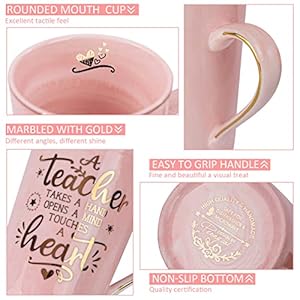 Unique Teacher Appreciation Gifts for Women - Best Teacher Valentines Day Mug for Teachers from Student, 14Oz Pink Marble Ceramic Teacher Cup with Gold Print, Birthday Retirement Graduation, Gift Box Unique Teacher Appreciation Gifts for Women Best Teacher Valentines Day Mug for Teachers from Student 14Oz Pink Marble Ceramic Teacher Cup with Gold Print Birthday Retirement Graduation Gift Box