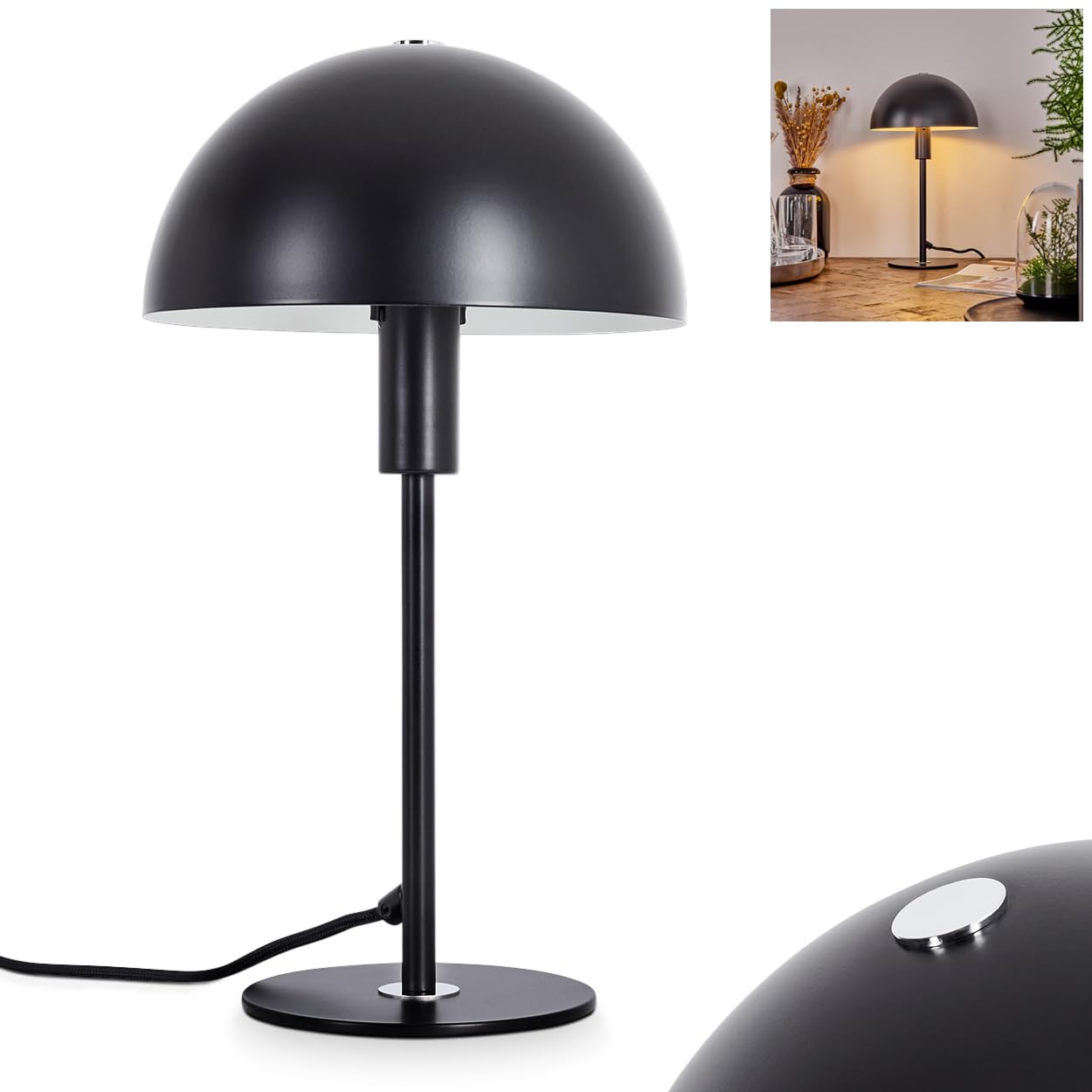 Lampe De Table En Métal Noir, Lampe De Chevet Moderne Avec