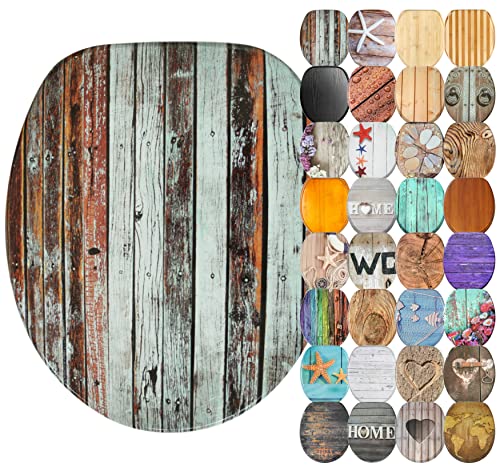 Sanilo Abattant WC avec frein de chute, Grande sélection de lunettes de toilette en bois, Finition de haute qualité (Antique)