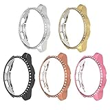 ECSEM Bling Case Compatible with Samsung Galaxy Watch 42MM Case Cover PC Plating Protective Frame Protective Case with Rhinestone Diamond for Galaxy Watch 42mm Smartwatch (5Pack)
