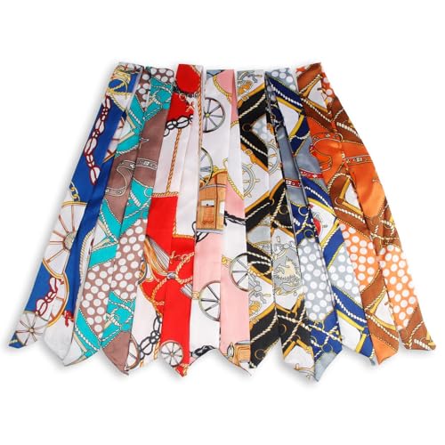 7PCS Women Head Neckerchief Purse Scar, Band Narrow Scarf Ribbon Satin Scarfs, Women Handbag Scarf for Woman Wrap Fashion Gifts, Woman Head Neckerchiefing Purse/ Neckerchief Scarfs (Mixed Styles)2