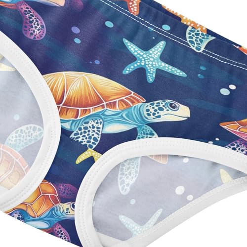 Wusikd Colorful Turtle Girls' Underwear Cotton Starfish Stars Girls Briefs Soft Toddler Underwear 2T4