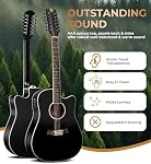 Vangoa 12 String Guitar, Twelve String Acoustic Electric Cutaway Guitarr Bundle for Beginner Adults, Teens, Spruce Top, Bone Nut, Upgraded Starter Kit, Black Matte