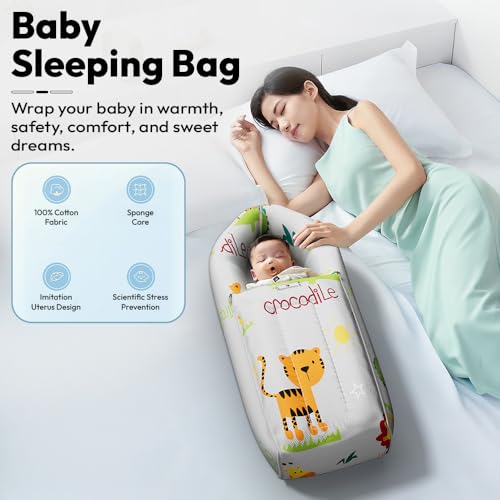 Image of StarAndDaisy 3 in 1 Baby Sleeping Bag for New Born /Baby Bedding Set for New Born /Soft and Comfortable Baby Bed for 0-12 Months /Washable & Foldable Cotton Design (Animal Print)