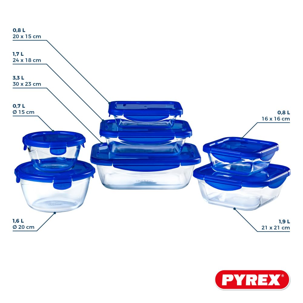 Pyrex Cook&Go Set di Contenitori, Forme Misto, 7 unità