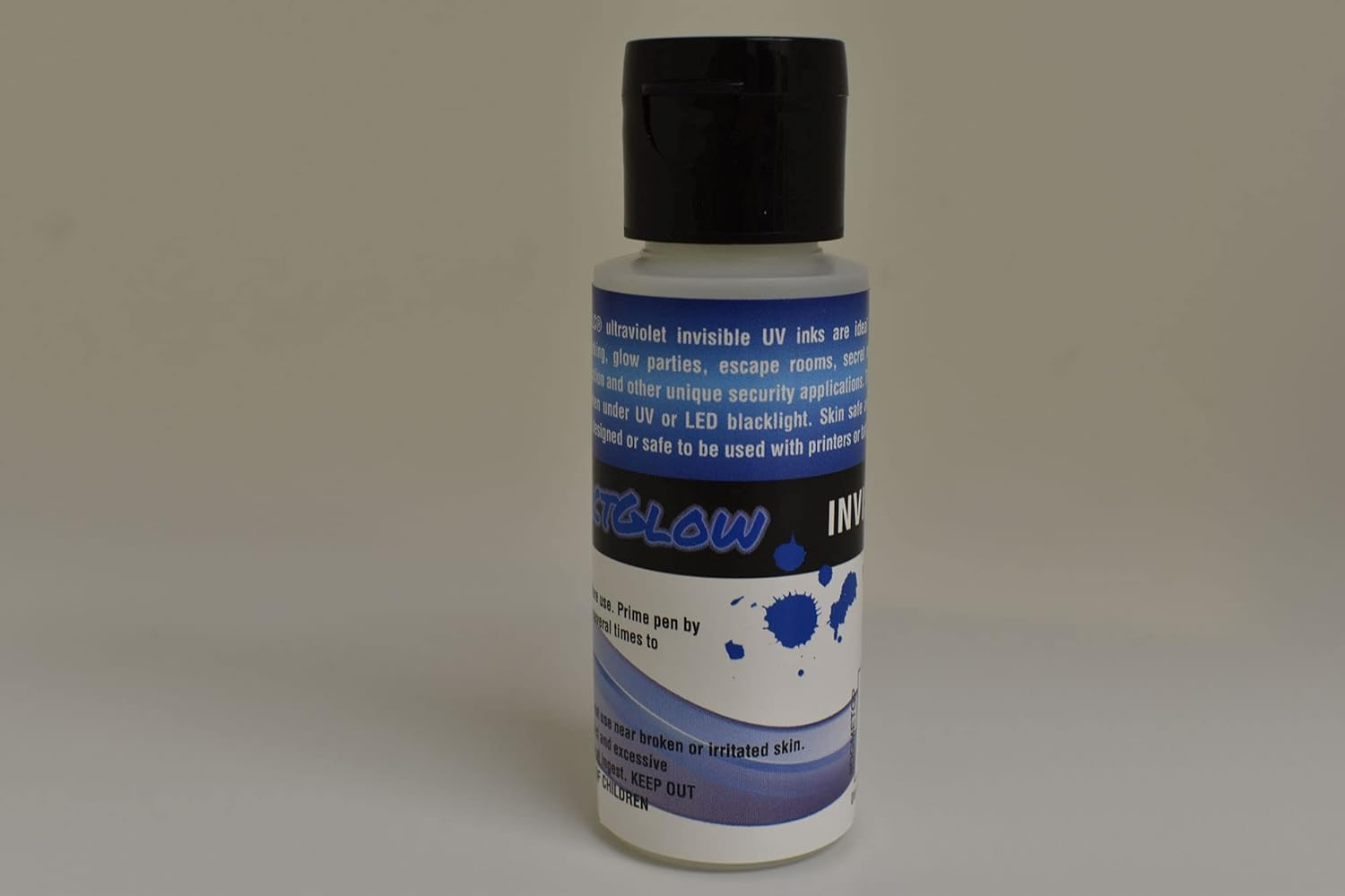 DirectGlow General Purpose Invisible Blue Ultraviolet Blacklight Reactive Ink Secret Messages Security Identification Glow Party (2 Ounce Bottle)