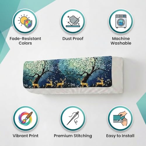 Image of Split AC Cover 1 ton, 1.5 ton to 2 Ton |Designer Digital Print Indoor AC Dust Cover | Stretchable Lycra Fabric | 38x12x9 Inch | Washable Polyester AC Indoor Unit Cover | Dust Dirt Resistant