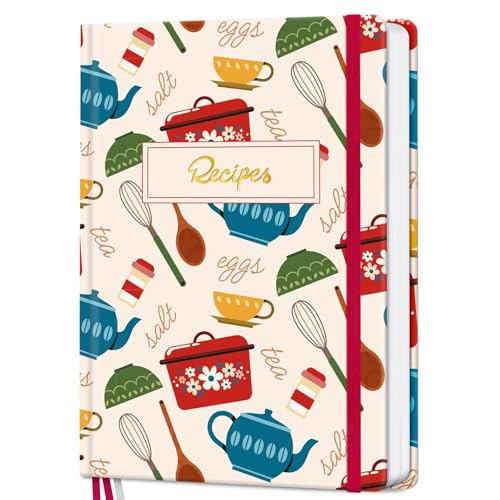 LuBudingJoy Recipe Book to Write in Your Own Recipes, Hardcover Blank Cookbook, Customizable A5 Recipe Journal Hold 148 Recipes(Red)​