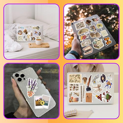 Image of Vintage Aesthetic Stickers 50 Pcs Pack, Scrapbook Vinyl Stickers Waterproof for Laptop Bottle Journal Phone Decals for Teens Girls