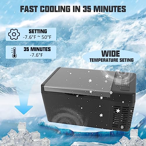 Image of SUNPIE 20 Quart Portable Car Refrigerator -7.6℉~50℉ 18L Car Fridge 35Mins Fast Cooling 12 volt electric cooler for Truck Sedan Camping Travel Boat