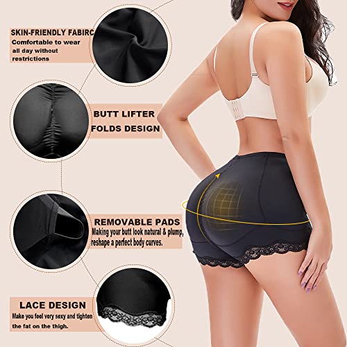 Chenyuchen Butt Pads For Bigger Butt, Padded Butt Lifter Panties Seamless Panties Hip Pads Fake Butt For Women Removable 4 Pads Black （S）… #TOP3
