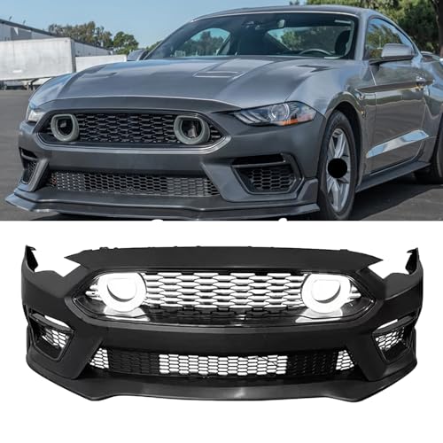 For 2018-2023 Ford Mustang Mach-1 Style Front Bumper Cover with Lip LED Grille