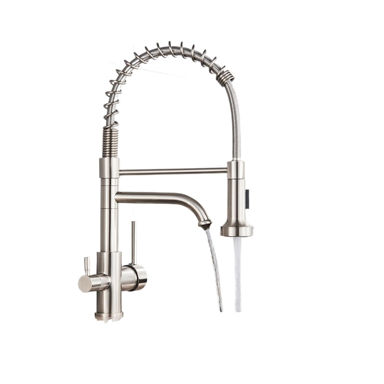 Robinet de cuisine eau filtrée 360 degrés mitigeur double bec nickel