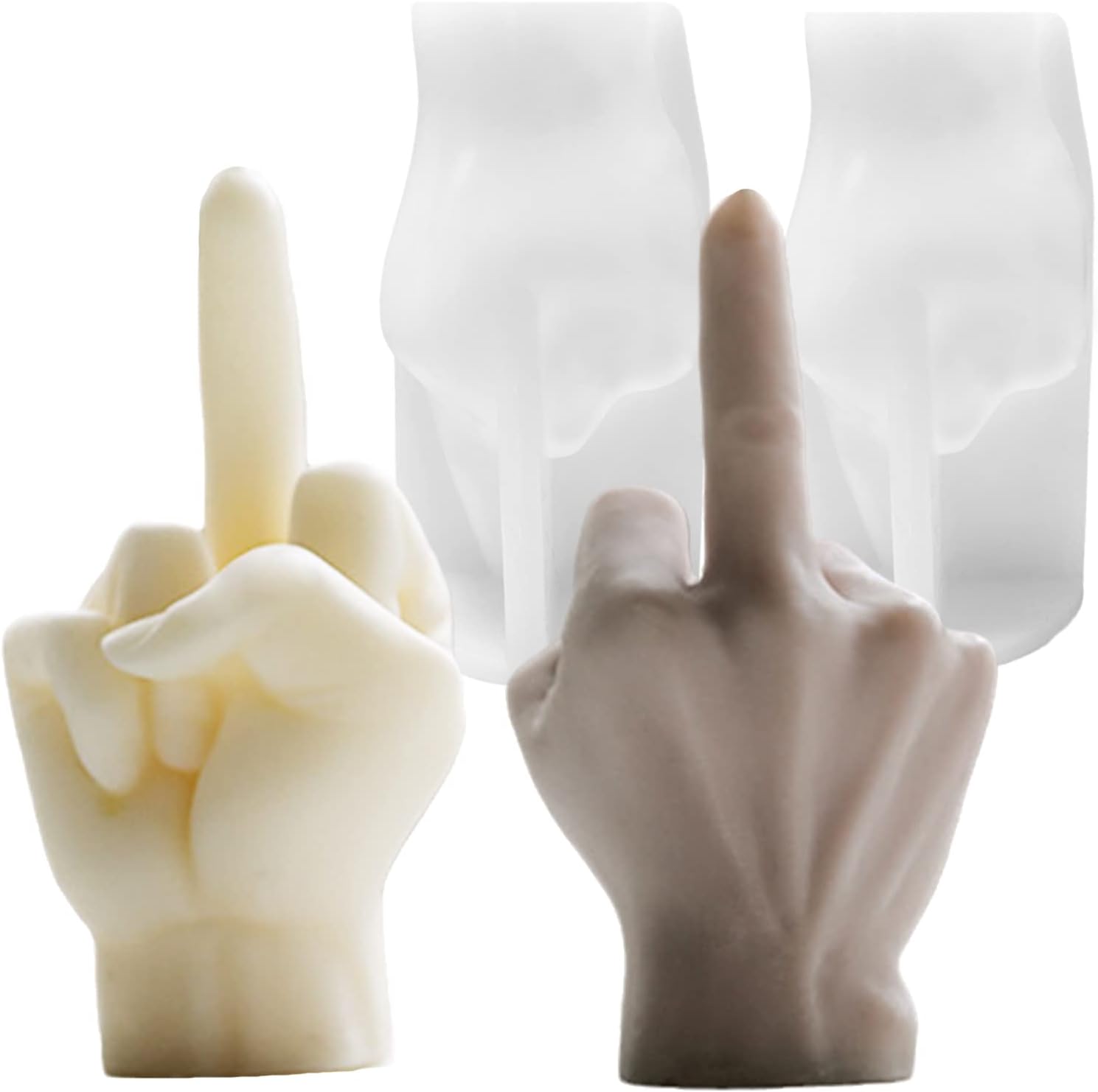 2-Pack Middle Finger Shaped Silicone Candle Molds, Gesture Molds for Candle Making Resin Soap Casting Cake Chocolate, DIY Creative 3D Hand Molds for Gifts Home Decor, 3.8"