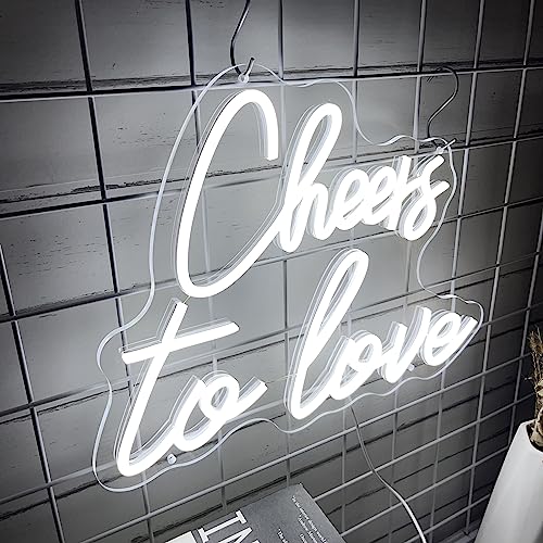 Image of Cheers to Love Neon Sign for Wall Decor, Cheers to Love Led Sign with USB Supply for Bedroom Birthday Wedding Decor，White Led Signs 15.7x11.8 Inch